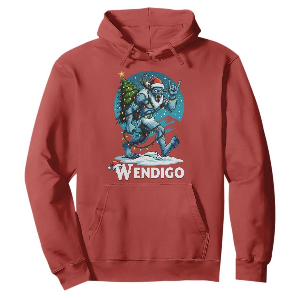 Funny Wendigo Monster Christmas Hoodie Rock On Hand Meme Xmas TS14 Red Print Your Wear