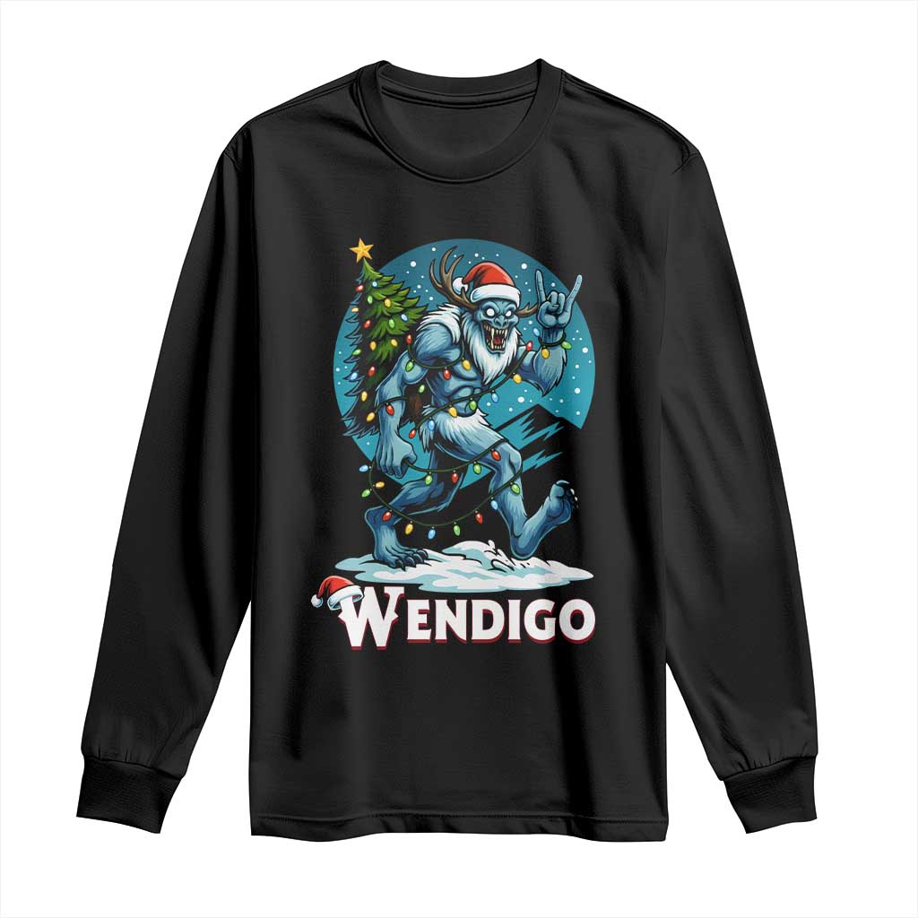 Funny Wendigo Monster Christmas Long Sleeve Shirt Rock On Hand Meme Xmas TS14 Black Print Your Wear