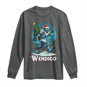 Funny Wendigo Monster Christmas Long Sleeve Shirt Rock On Hand Meme Xmas TS14 Dark Heather Print Your Wear