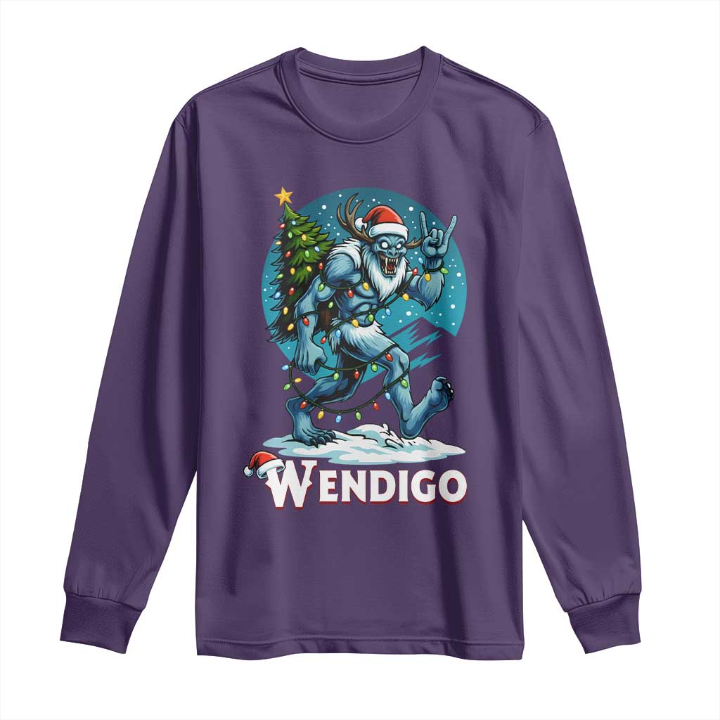 Funny Wendigo Monster Christmas Long Sleeve Shirt Rock On Hand Meme Xmas TS14 Purple Print Your Wear