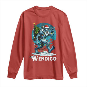 Funny Wendigo Monster Christmas Long Sleeve Shirt Rock On Hand Meme Xmas TS14 Red Print Your Wear