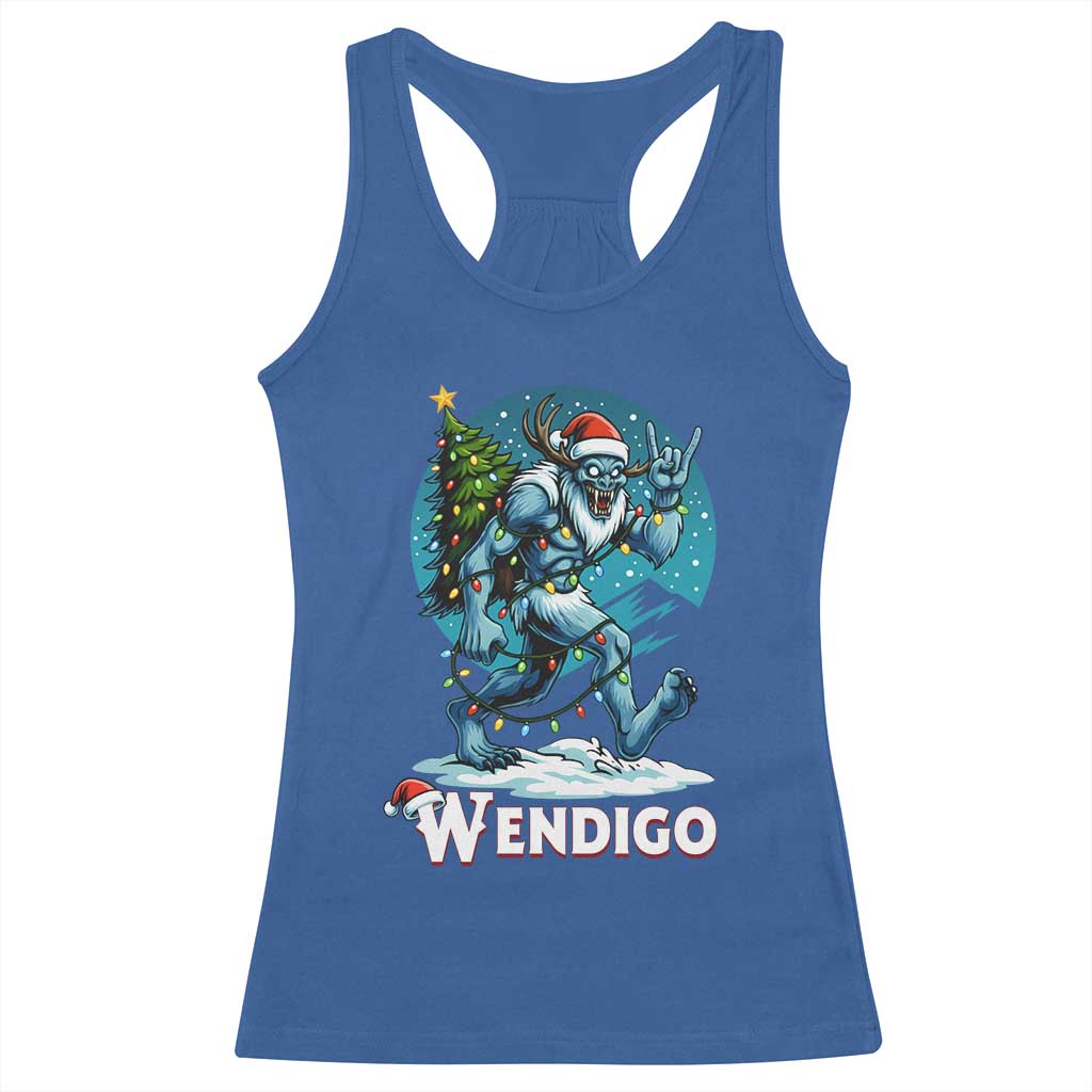 Funny Wendigo Monster Christmas Racerback Tank Top Rock On Hand Meme Xmas TS14 Royal Blue Print Your Wear