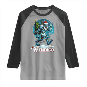 Funny Wendigo Monster Christmas Raglan Shirt Rock On Hand Meme Xmas TS14 Sport Gray Black Print Your Wear