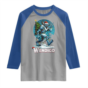 Funny Wendigo Monster Christmas Raglan Shirt Rock On Hand Meme Xmas TS14 Sport Gray Royal Print Your Wear