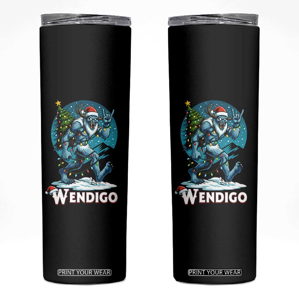 Funny Wendigo Monster Christmas Skinny Tumbler Rock On Hand Meme Xmas TS14 Black Print Your Wear