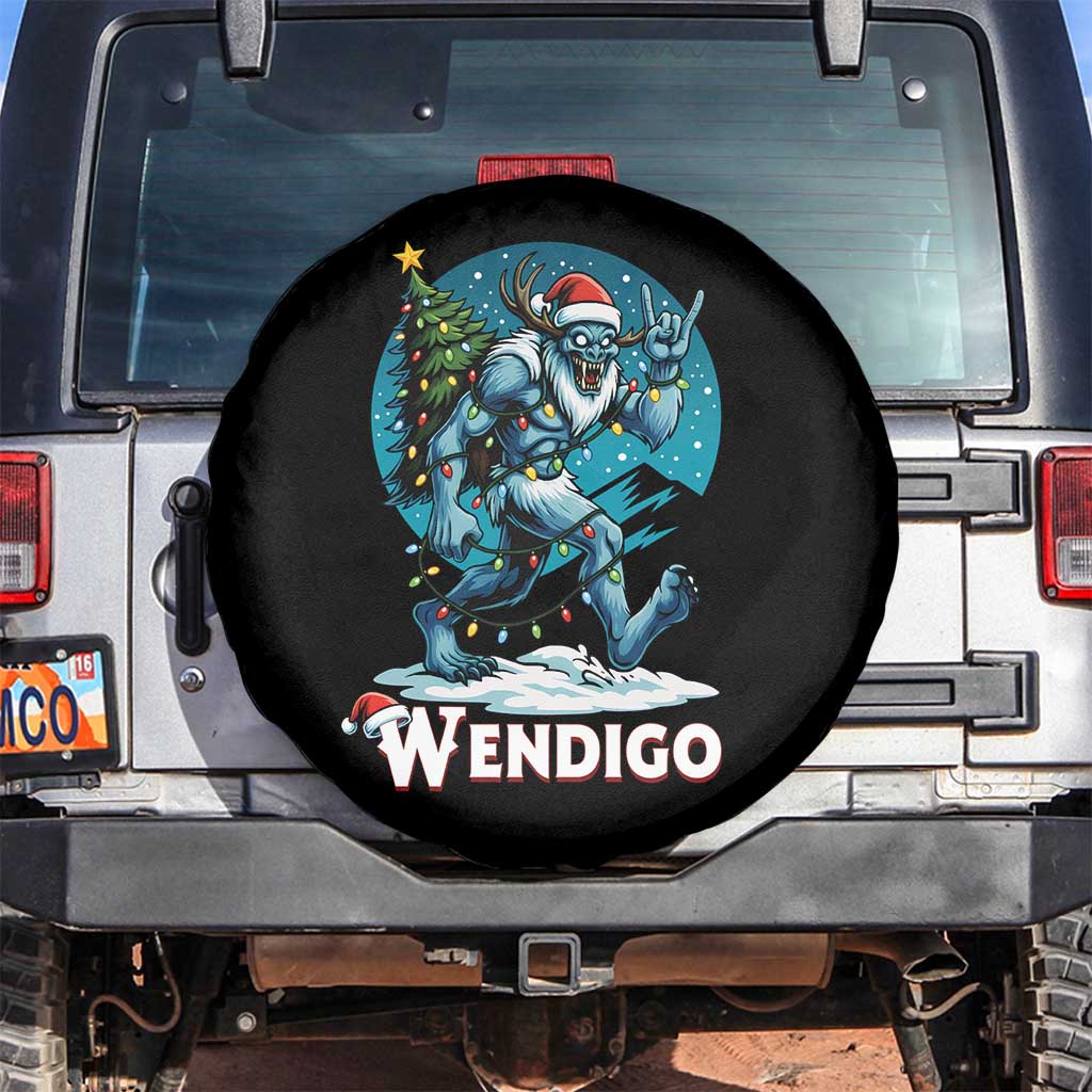 Funny Wendigo Monster Christmas Spare Tire Cover Rock On Hand Meme Xmas TS14 No hole Black Print Your Wear