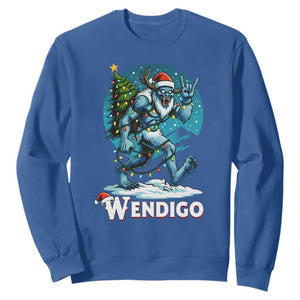 Funny Wendigo Monster Christmas Sweatshirt Rock On Hand Meme Xmas TS14 Royal Blue Print Your Wear