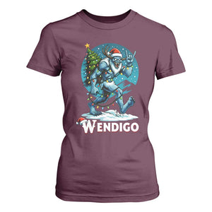 Funny Wendigo Monster Christmas T Shirt For Women Rock On Hand Meme Xmas TS14 Maroon Print Your Wear