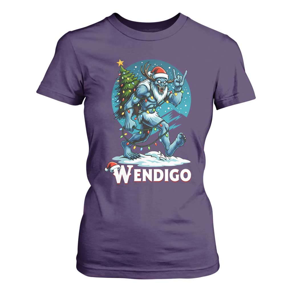 Funny Wendigo Monster Christmas T Shirt For Women Rock On Hand Meme Xmas TS14 Purple Print Your Wear