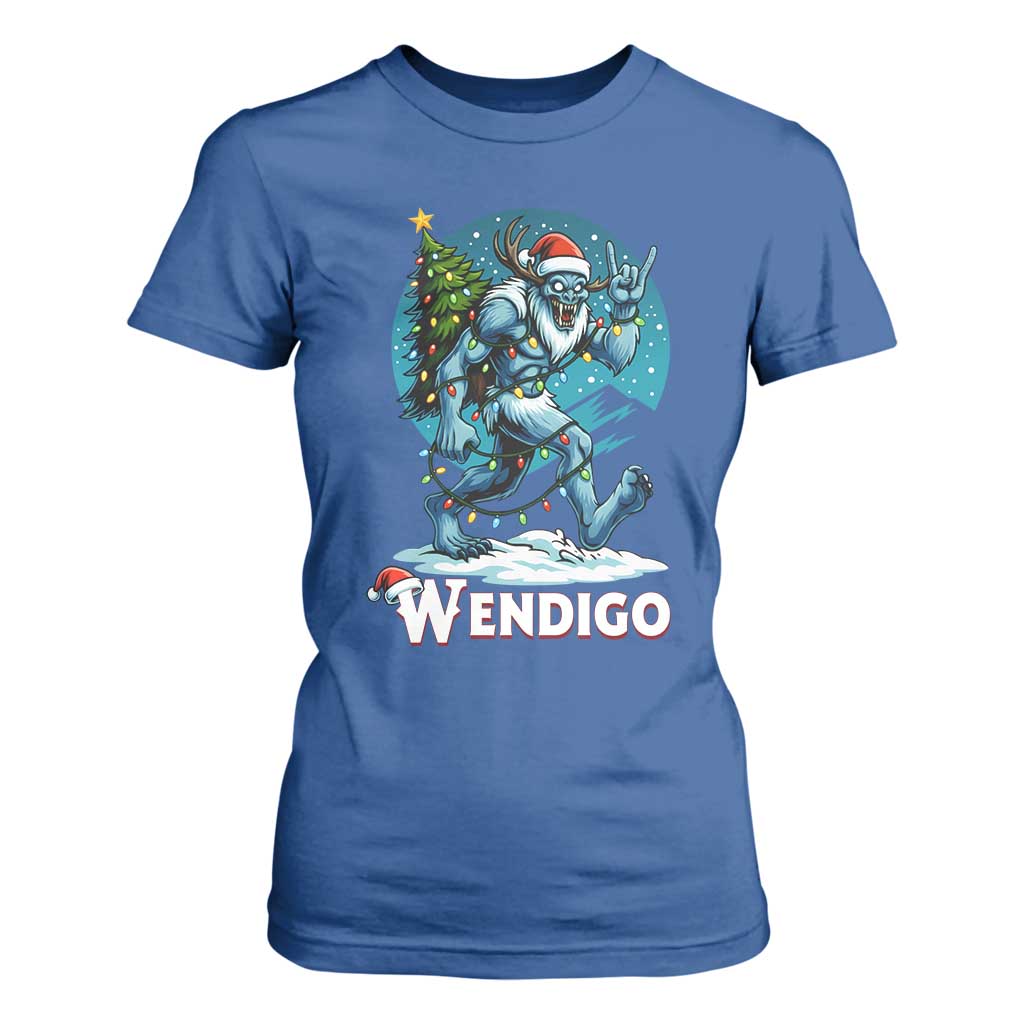 Funny Wendigo Monster Christmas T Shirt For Women Rock On Hand Meme Xmas TS14 Royal Blue Print Your Wear