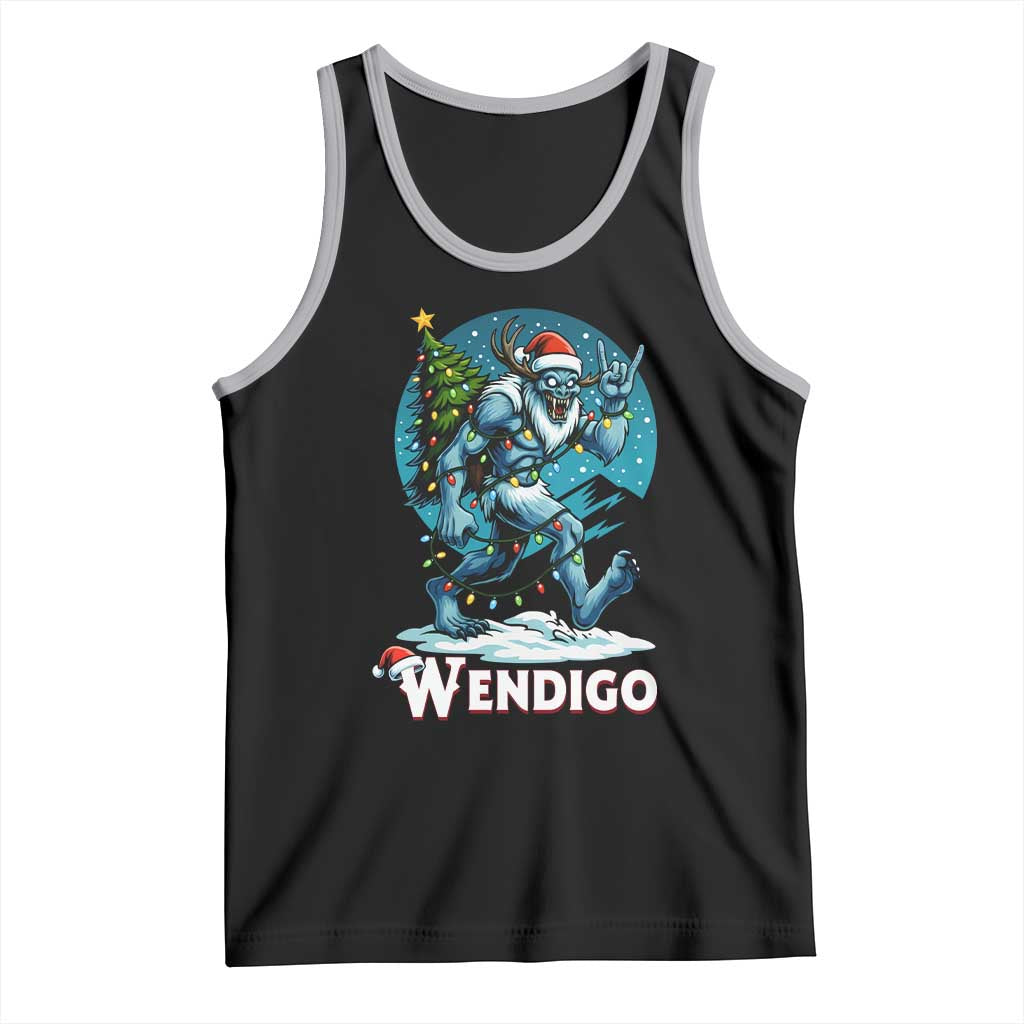 Funny Wendigo Monster Christmas Tank Top Rock On Hand Meme Xmas TS14 Black Athletic Heather Print Your Wear