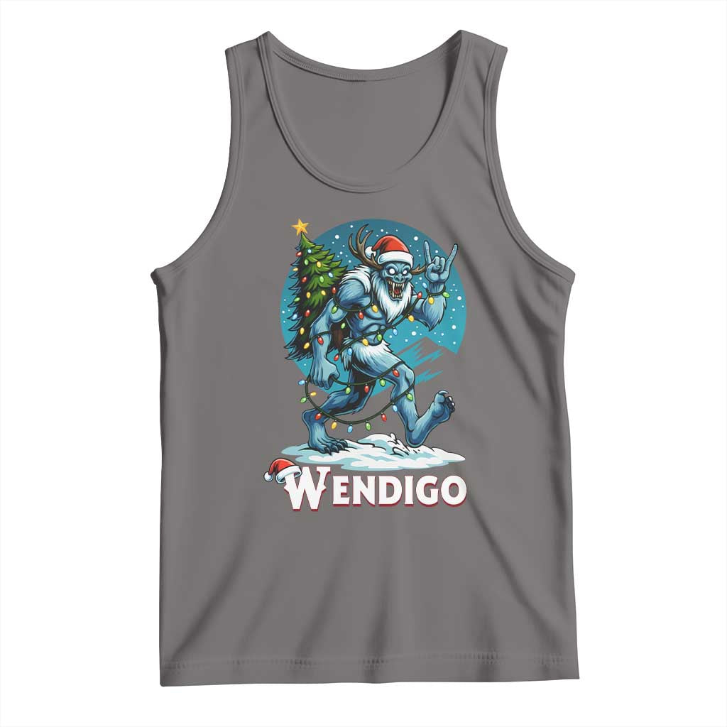 Funny Wendigo Monster Christmas Tank Top Rock On Hand Meme Xmas TS14 Deep Heather Print Your Wear