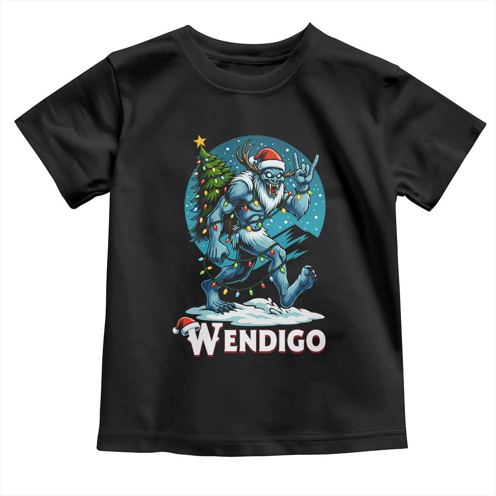 Funny Wendigo Monster Christmas Toddler T Shirt Rock On Hand Meme Xmas TS14 Black Print Your Wear