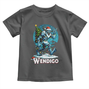 Funny Wendigo Monster Christmas Toddler T Shirt Rock On Hand Meme Xmas TS14 Dark Heather Print Your Wear