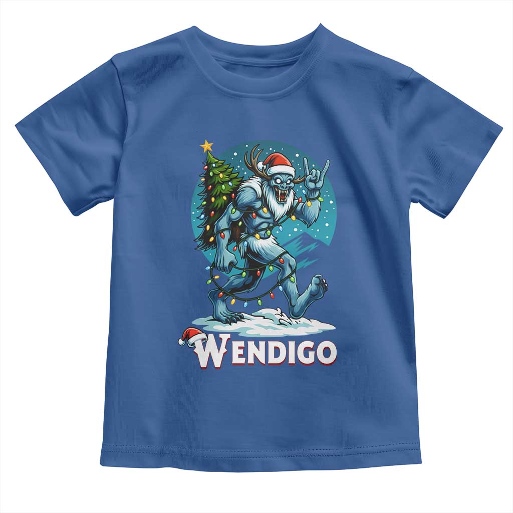 Funny Wendigo Monster Christmas Toddler T Shirt Rock On Hand Meme Xmas TS14 Royal Blue Print Your Wear