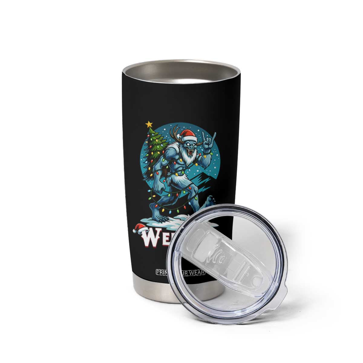 Funny Wendigo Monster Christmas Tumbler Cup Rock On Hand Meme Xmas TS14 Print Your Wear