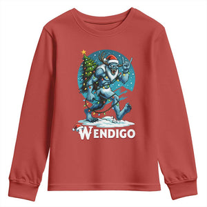 Funny Wendigo Monster Christmas Youth Sweatshirt Rock On Hand Meme Xmas TS14 Red Print Your Wear