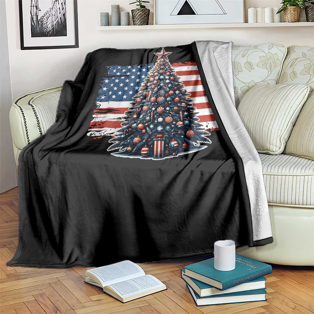 Patriotic American Flag Christmas Throw Blanket TS14 Print Your Wear