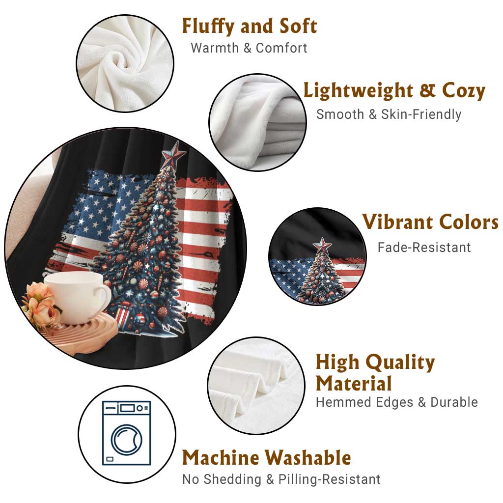 Patriotic American Flag Christmas Throw Blanket TS14 Print Your Wear
