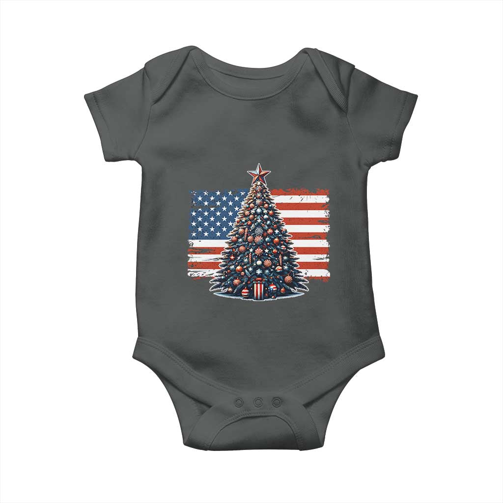 Patriotic American Flag Christmas Baby Onesie TS14 Dark Heather Print Your Wear