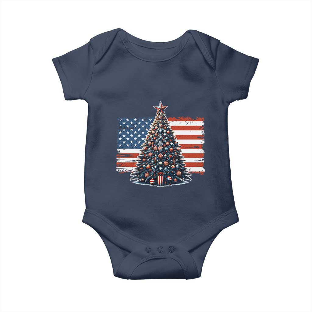 Patriotic American Flag Christmas Baby Onesie TS14 Navy Print Your Wear