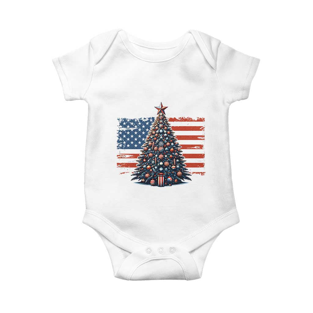 Patriotic American Flag Christmas Baby Onesie TS14 White Print Your Wear