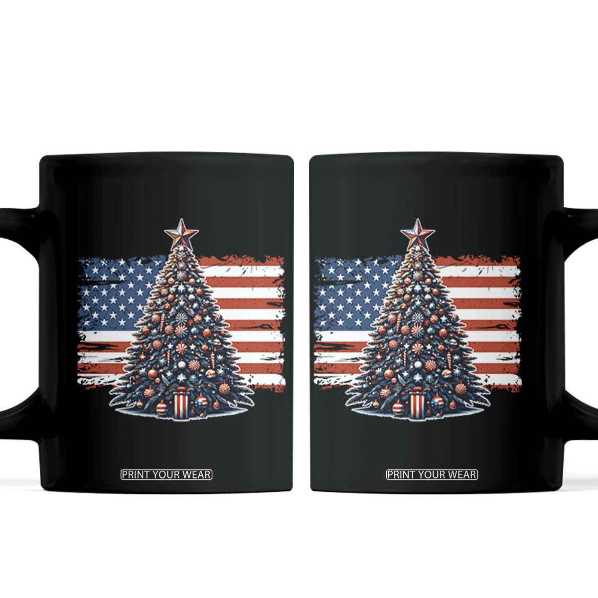 Patriotic American Flag Christmas Coffee Mug TS14 Black Print Your Wear