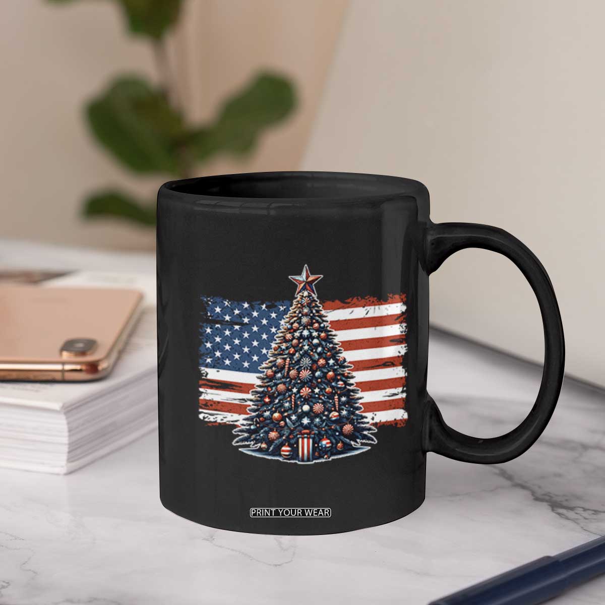 Patriotic American Flag Christmas Coffee Mug TS14 Print Your Wear