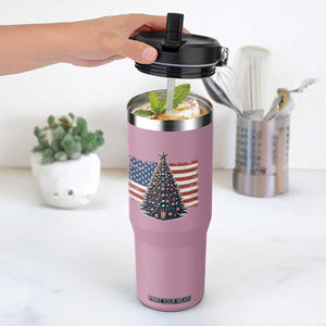 Patriotic American Flag Christmas Flip Straw Tumbler TS14 One Size: 30 oz Light Pink Print Your Wear