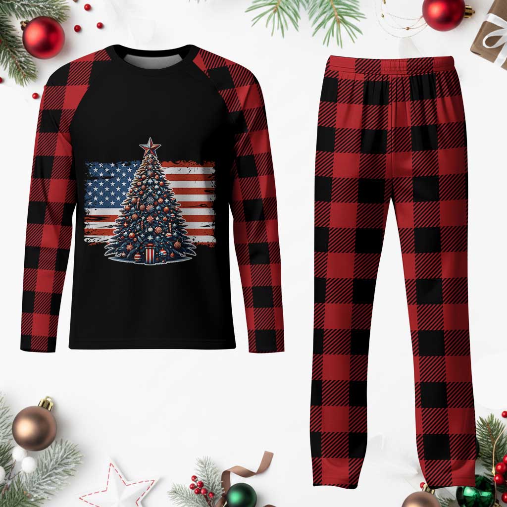 Patriotic American Flag Christmas Plaid Pajama Set TS14 Buffalo Plaid Print Your Wear