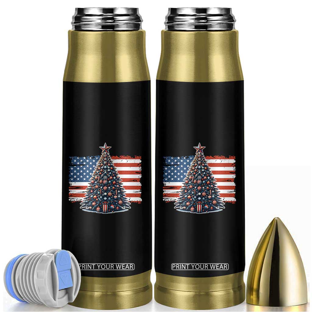 Patriotic American Flag Christmas Bullet Tumbler TS14 Black Print Your Wear