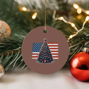 Patriotic American Flag Xmas Ceramic Ornament TS14 1pc Mocha Print Your Wear