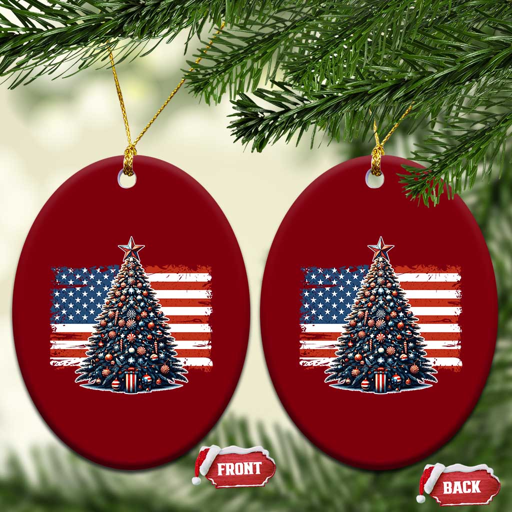 Patriotic American Flag Xmas Ceramic Ornament TS14 Print Your Wear