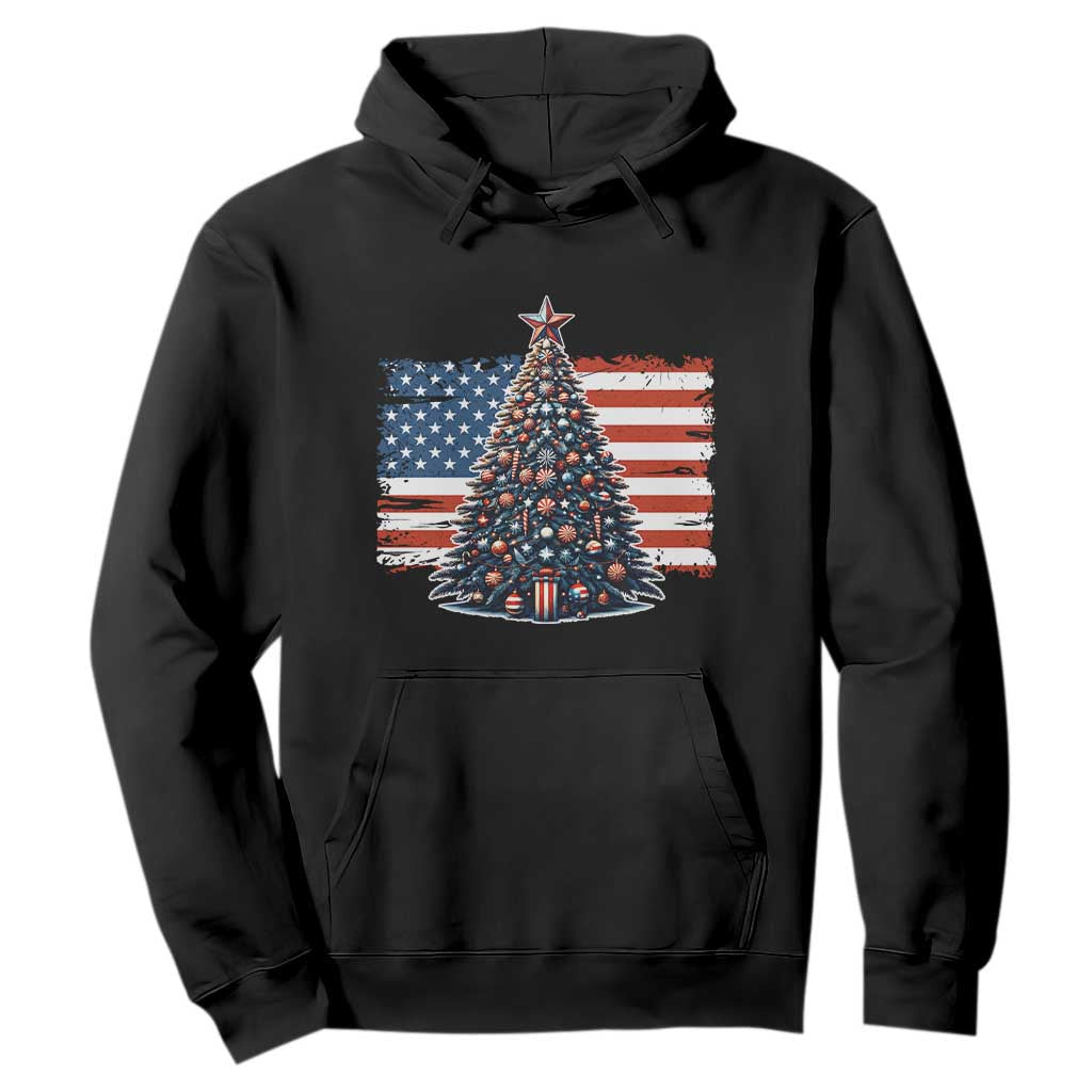 Patriotic American Flag Christmas Hoodie TS14 Black Print Your Wear
