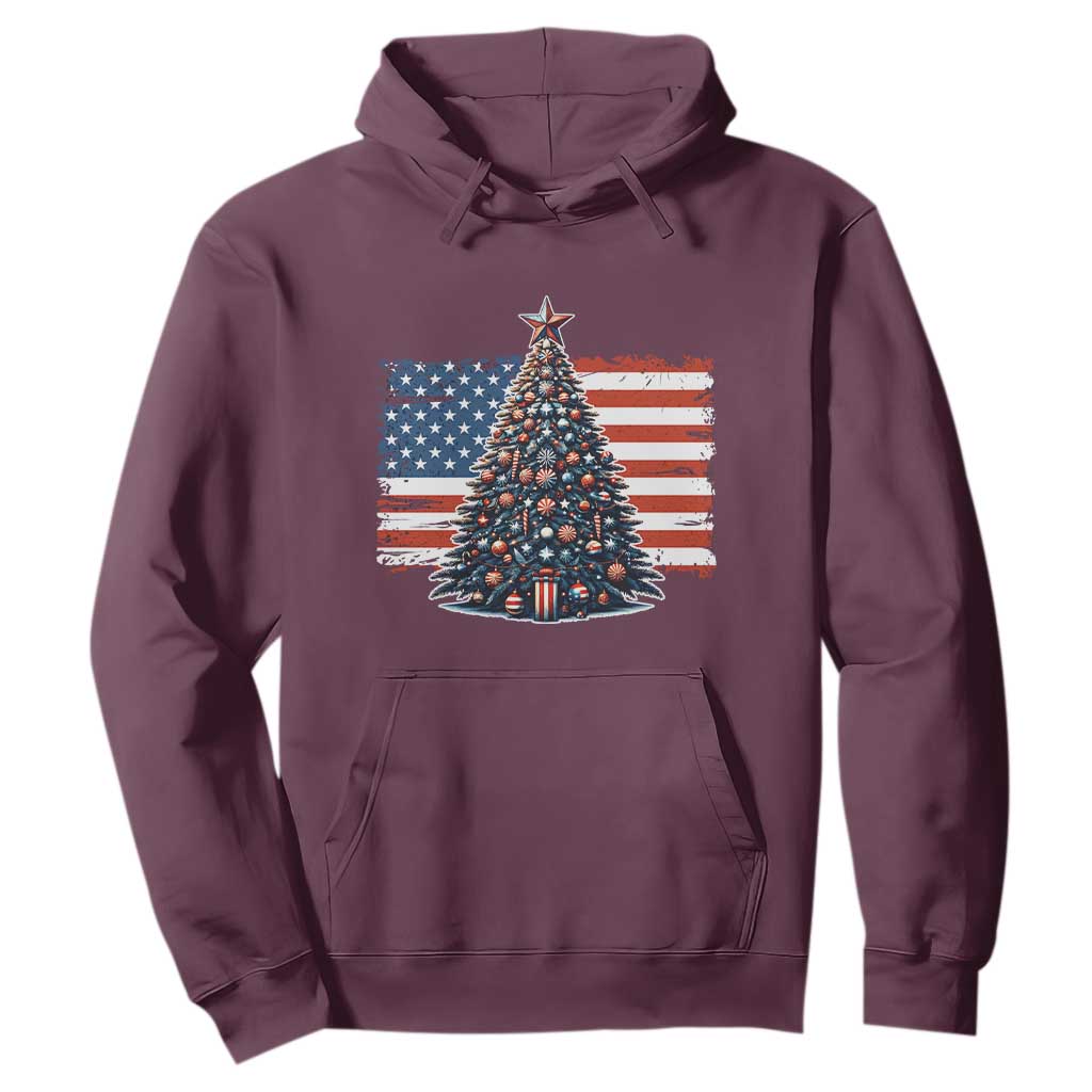 Patriotic American Flag Christmas Hoodie TS14 Maroon Print Your Wear