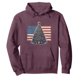 Patriotic American Flag Christmas Hoodie TS14 Maroon Print Your Wear