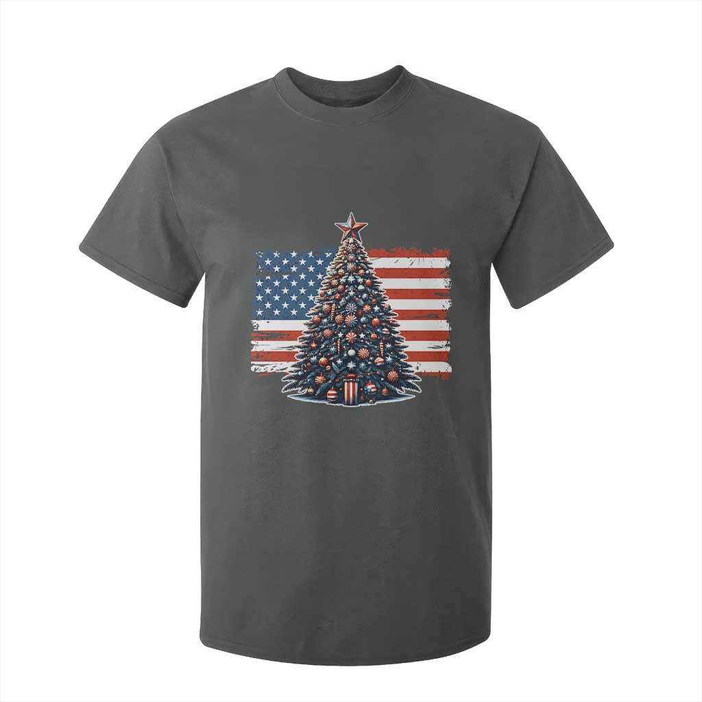 Patriotic American Flag Christmas T Shirt For Kid TS14 Dark Heather Print Your Wear