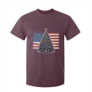Patriotic American Flag Christmas T Shirt For Kid TS14 Maroon Print Your Wear