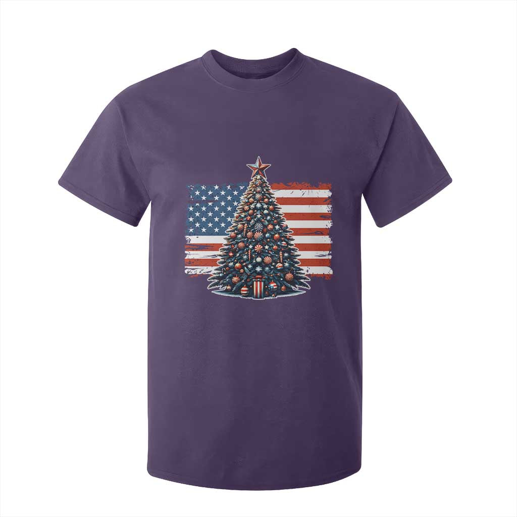 Patriotic American Flag Christmas T Shirt For Kid TS14 Purple Print Your Wear