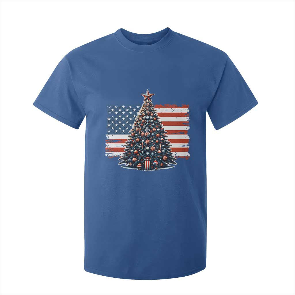Patriotic American Flag Christmas T Shirt For Kid TS14 Royal Blue Print Your Wear