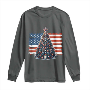 Patriotic American Flag Christmas Long Sleeve Shirt TS14 Dark Heather Print Your Wear