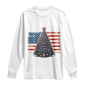 Patriotic American Flag Christmas Long Sleeve Shirt TS14 White Print Your Wear