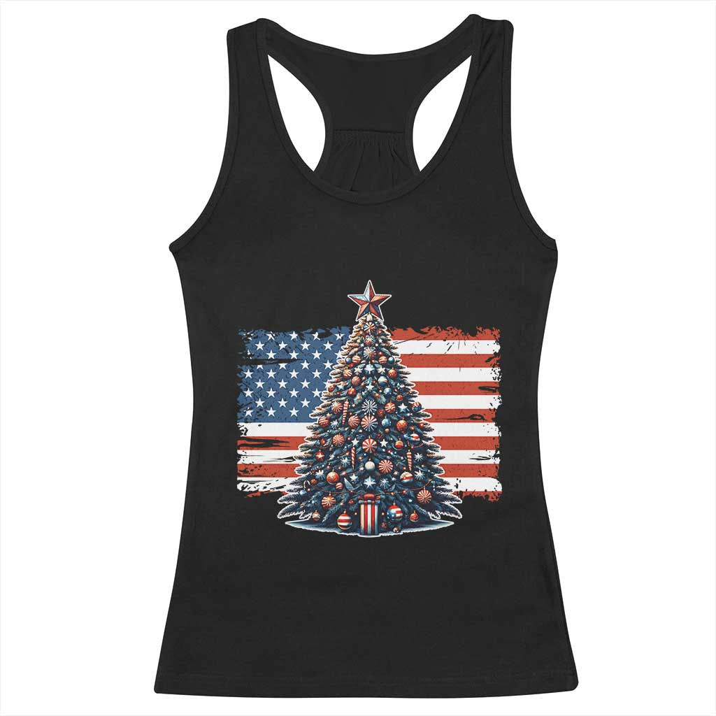 Patriotic American Flag Christmas Racerback Tank Top TS14 Black Print Your Wear
