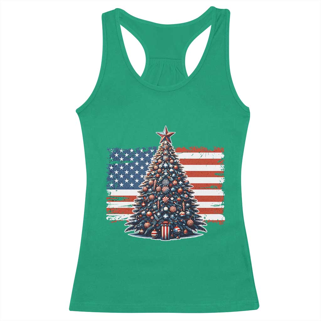 Patriotic American Flag Christmas Racerback Tank Top TS14 Irish Green Print Your Wear