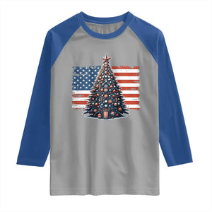 Patriotic American Flag Christmas Raglan Shirt TS14 Sport Gray Royal Print Your Wear