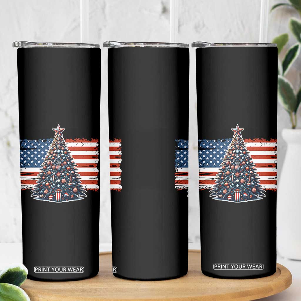 Patriotic American Flag Christmas Skinny Tumbler TS14 Print Your Wear