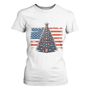 Patriotic American Flag Christmas T Shirt For Women TS14 White Print Your Wear