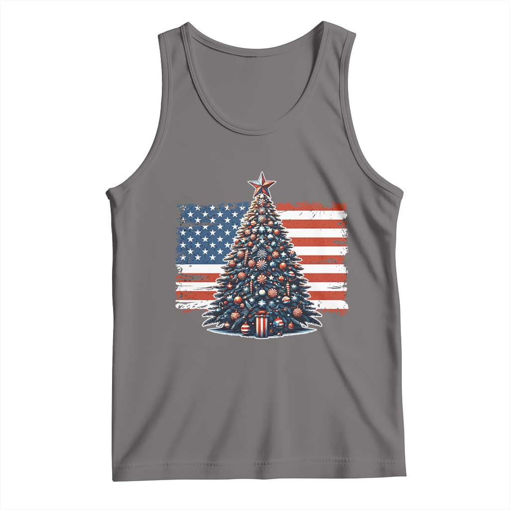 Patriotic American Flag Christmas Tank Top TS14 Deep Heather Print Your Wear