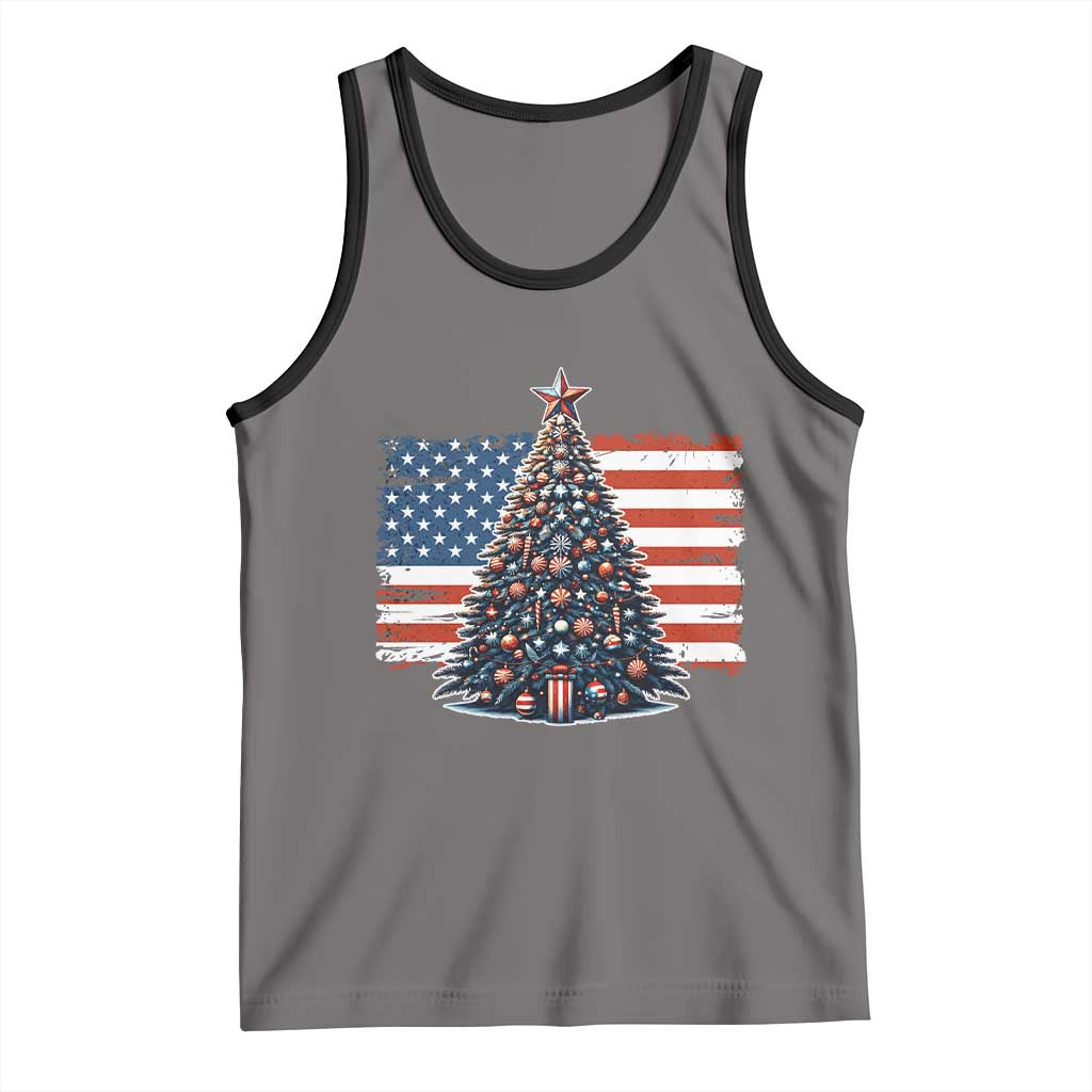 Patriotic American Flag Christmas Tank Top TS14 Deep Heather Black Print Your Wear