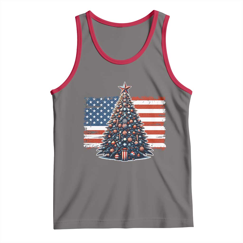 Patriotic American Flag Christmas Tank Top TS14 Deep Heather Red Print Your Wear